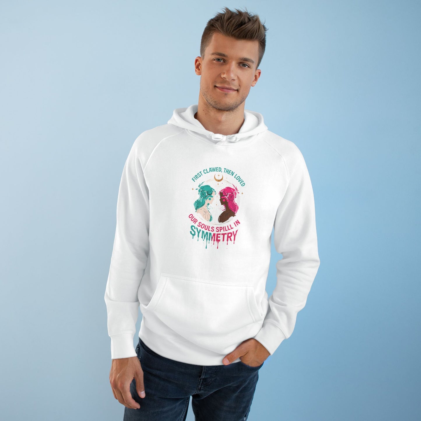 "Spilled Symmetry" Unisex Hoodie – First Clawed, Then Loved
