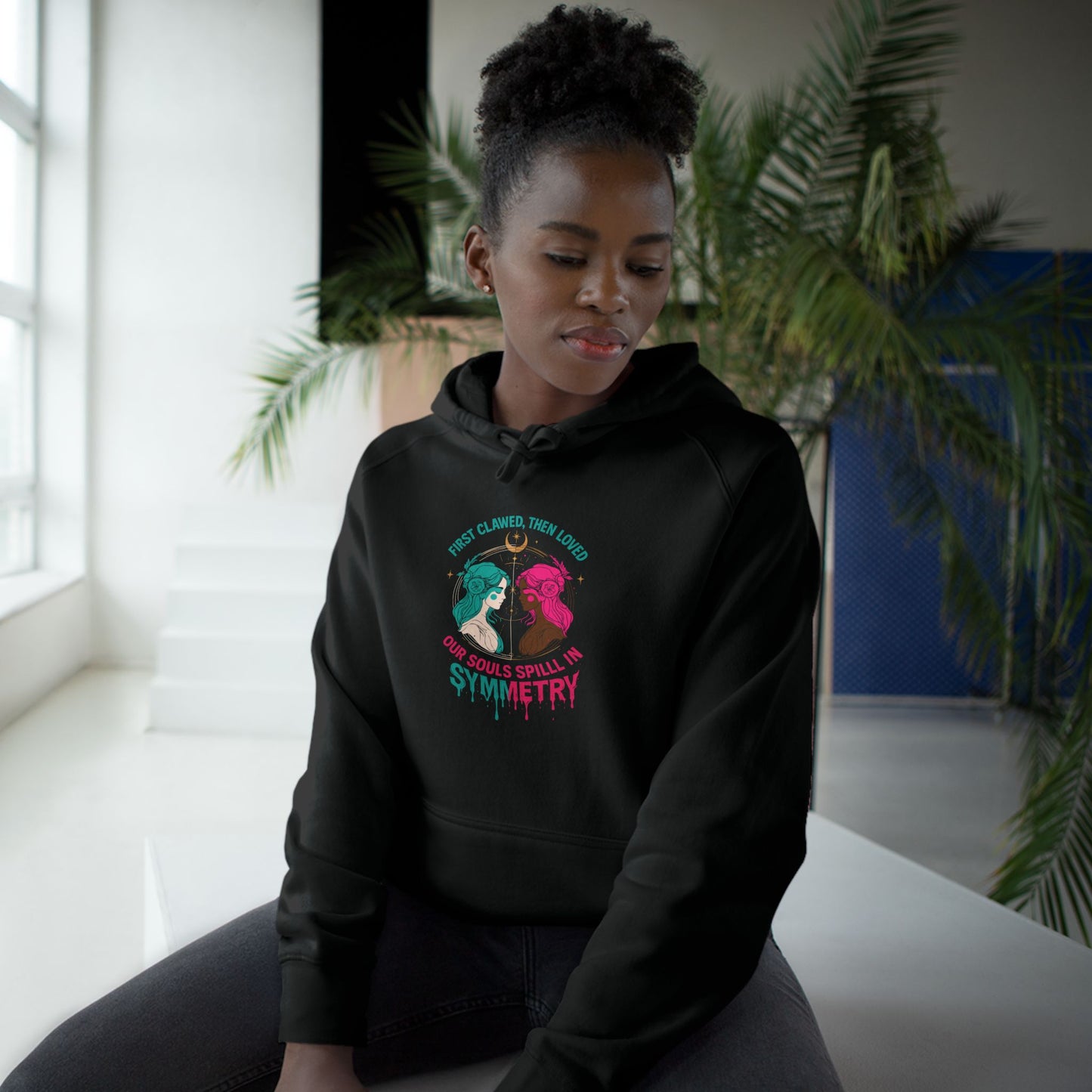 "Spilled Symmetry" Unisex Hoodie – First Clawed, Then Loved