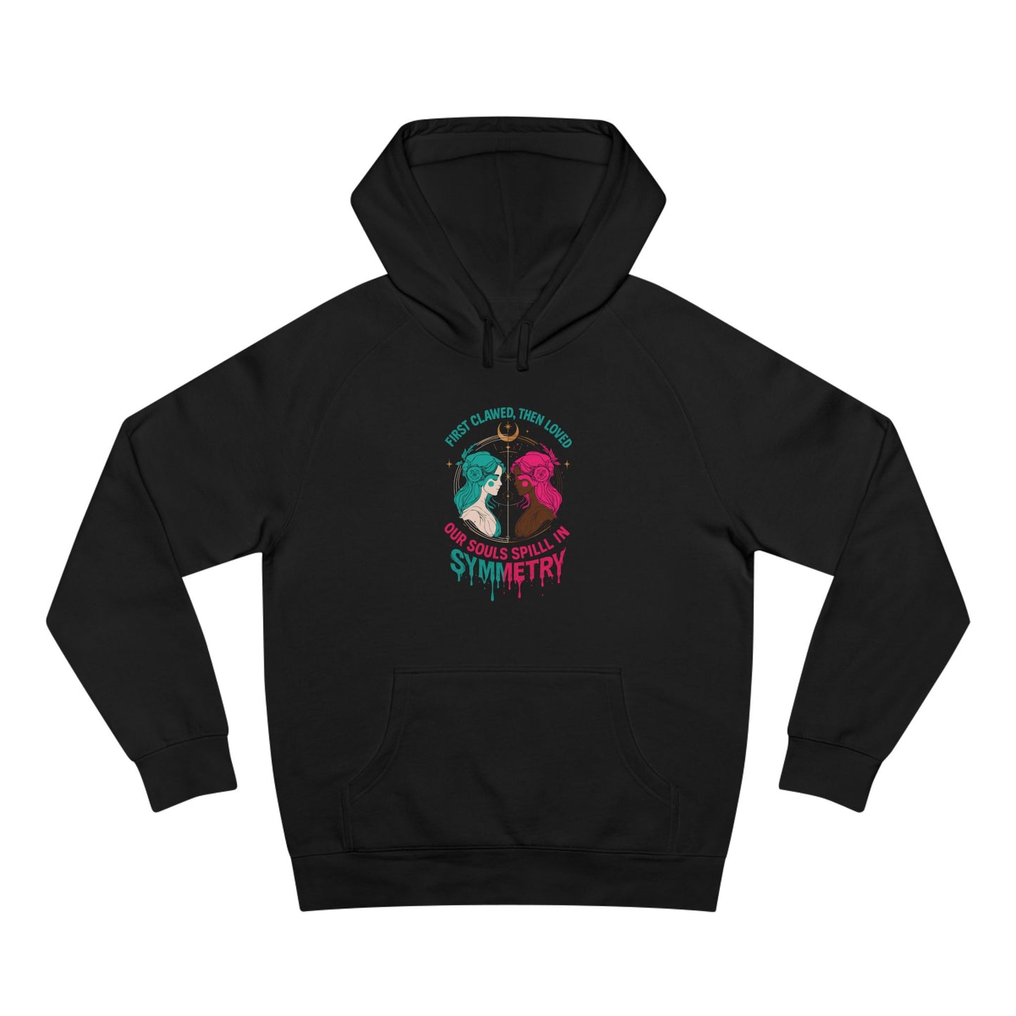"Spilled Symmetry" Unisex Hoodie – First Clawed, Then Loved