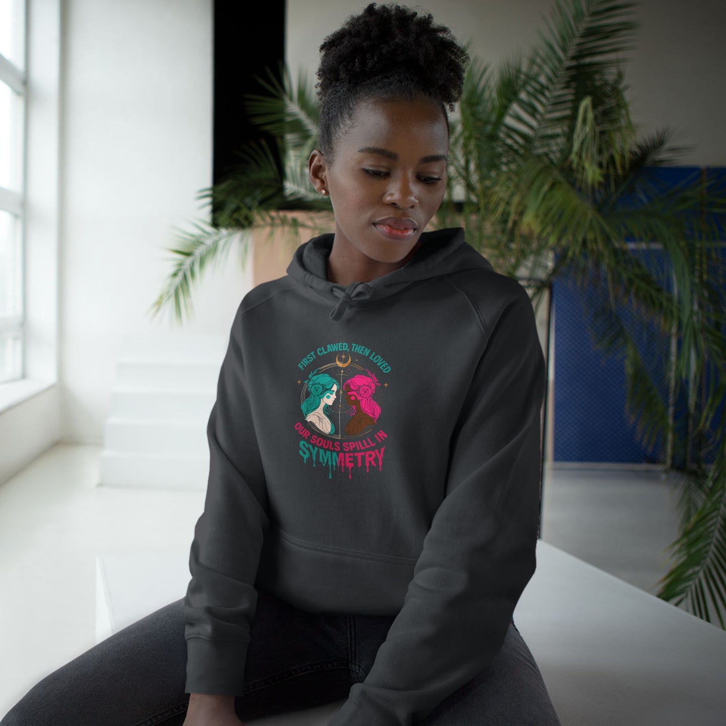 "Spilled Symmetry" Unisex Hoodie – First Clawed, Then Loved
