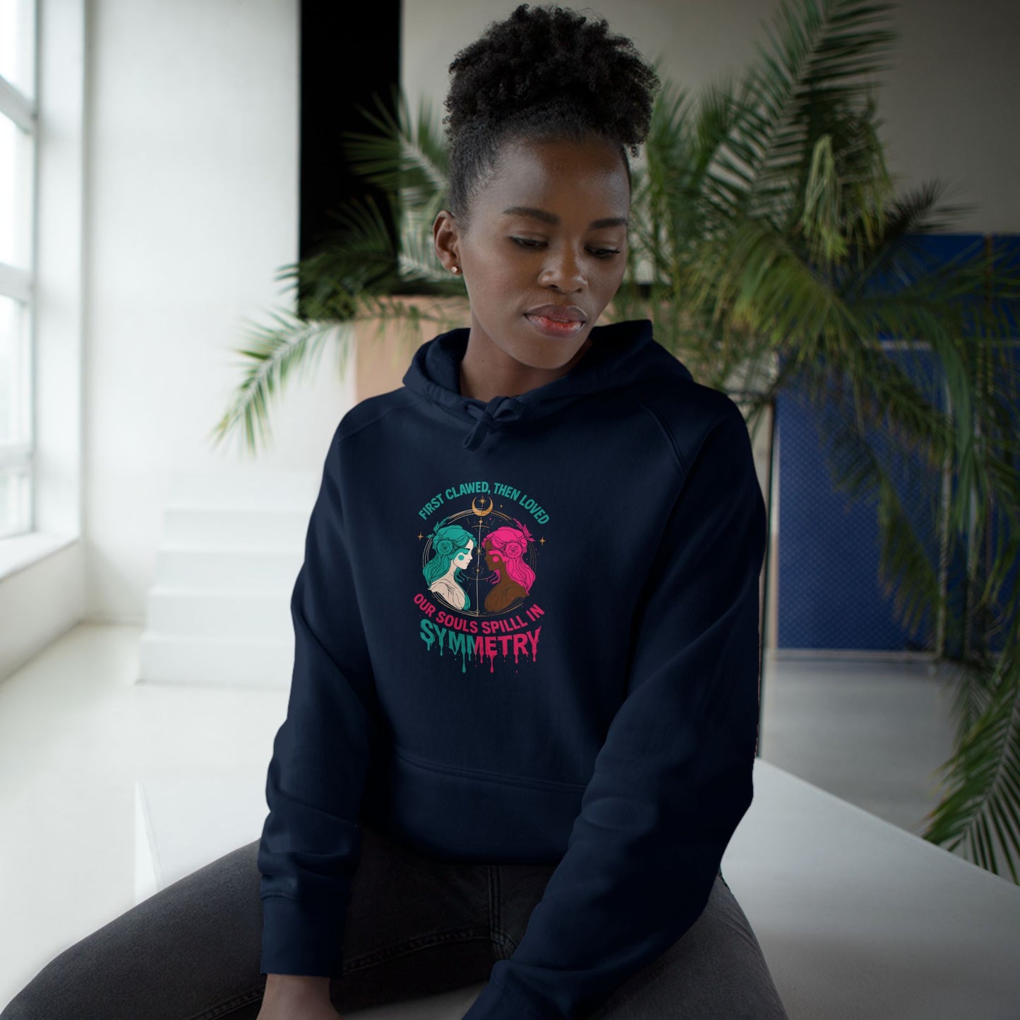 "Spilled Symmetry" Unisex Hoodie – First Clawed, Then Loved