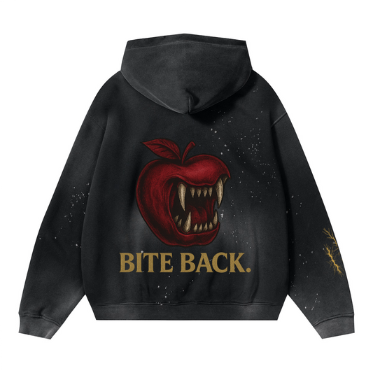 "Bite Me, Baby" -Vintage Wash Frayed Fleece Hoodie