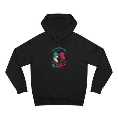 "Spilled Symmetry" Unisex Hoodie – First Clawed, Then Loved